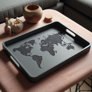 Engraved World map tray